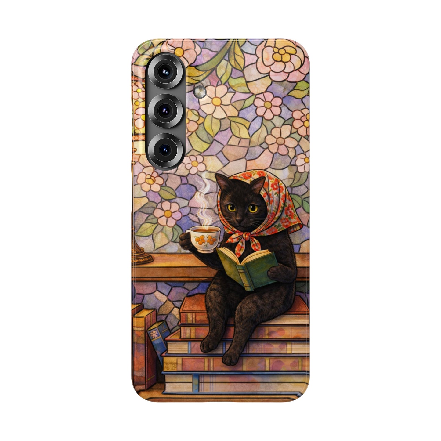 Babushka Cat Reads Artistic Literary Snap Phone Cases