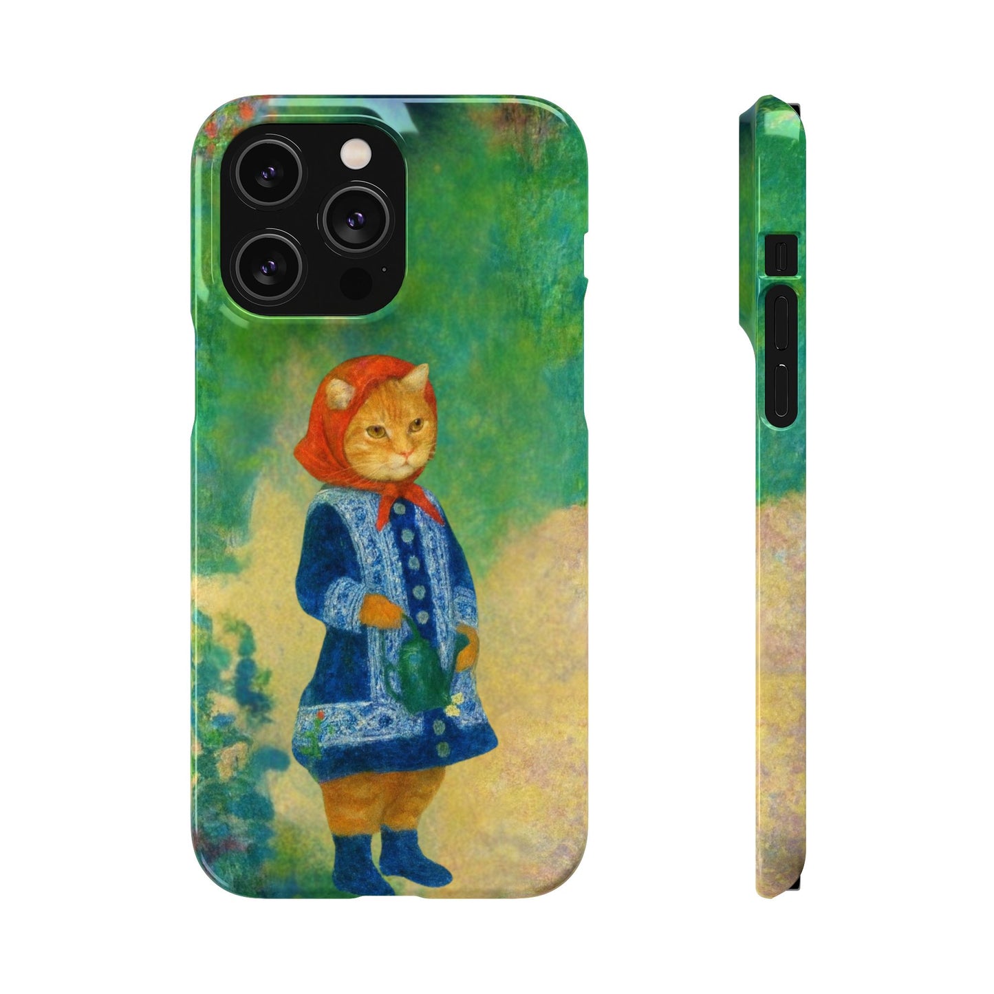Babushka Cat With a Watering Can x Renoir Funny Art  Slim Phone Case