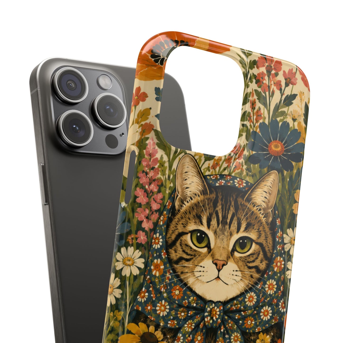 Babushka Cat Peeky Gardens Snap Phone Case