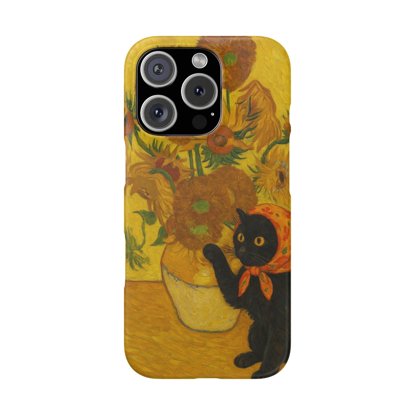 Babushka Cat Van Gogh Sunflowers Snap Phone Case