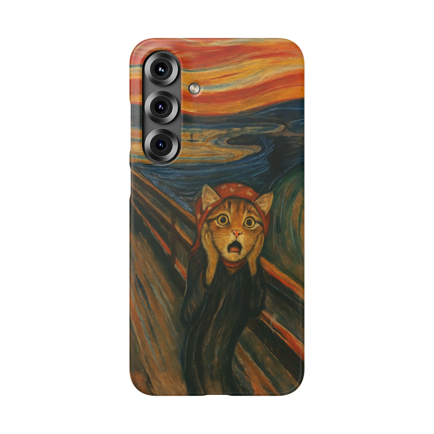 Babushka Cat x Edvard Munch The Scream Parody Art Snap Case