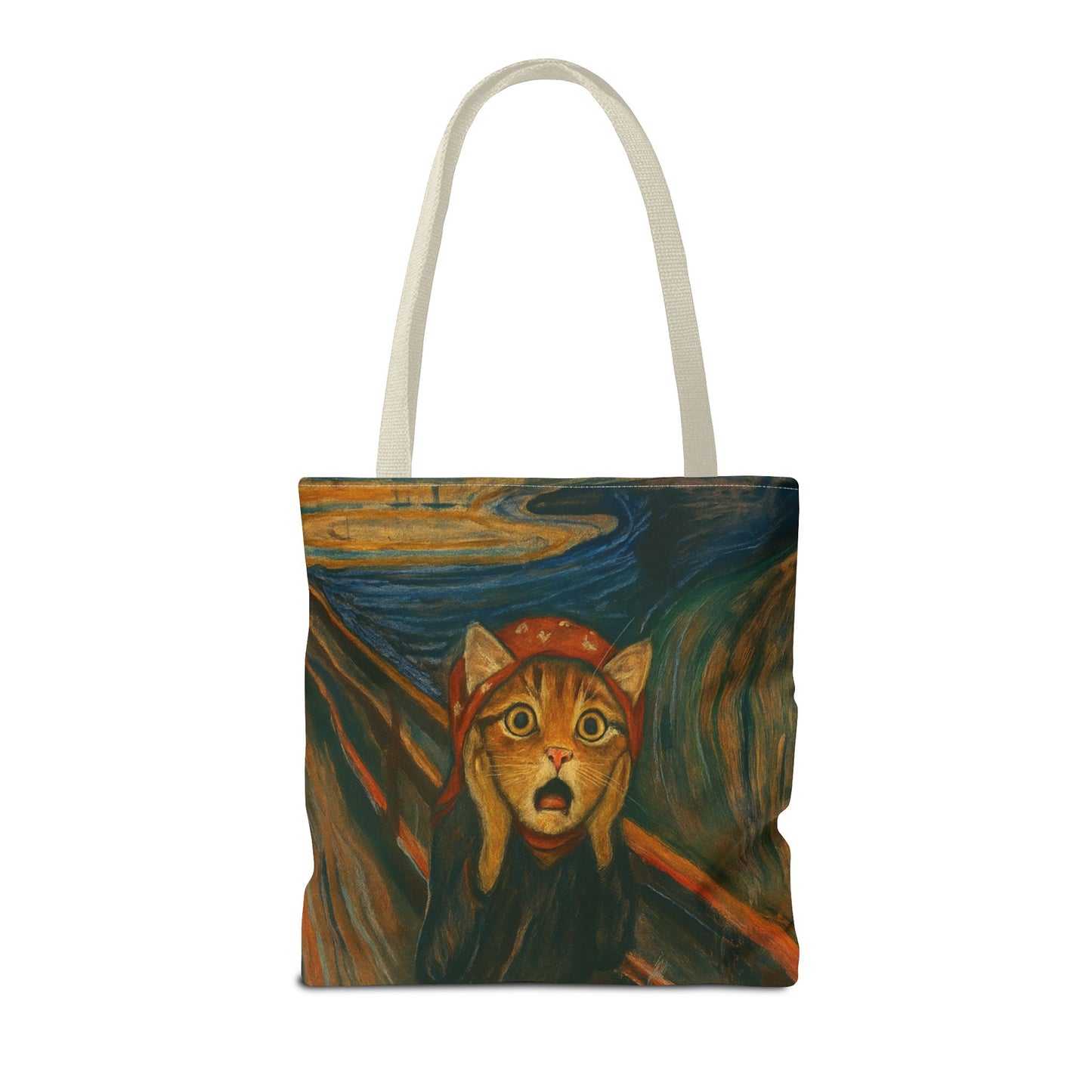 Babushka Cat-Black Cat Art Parody -The Scream-Tote Bag