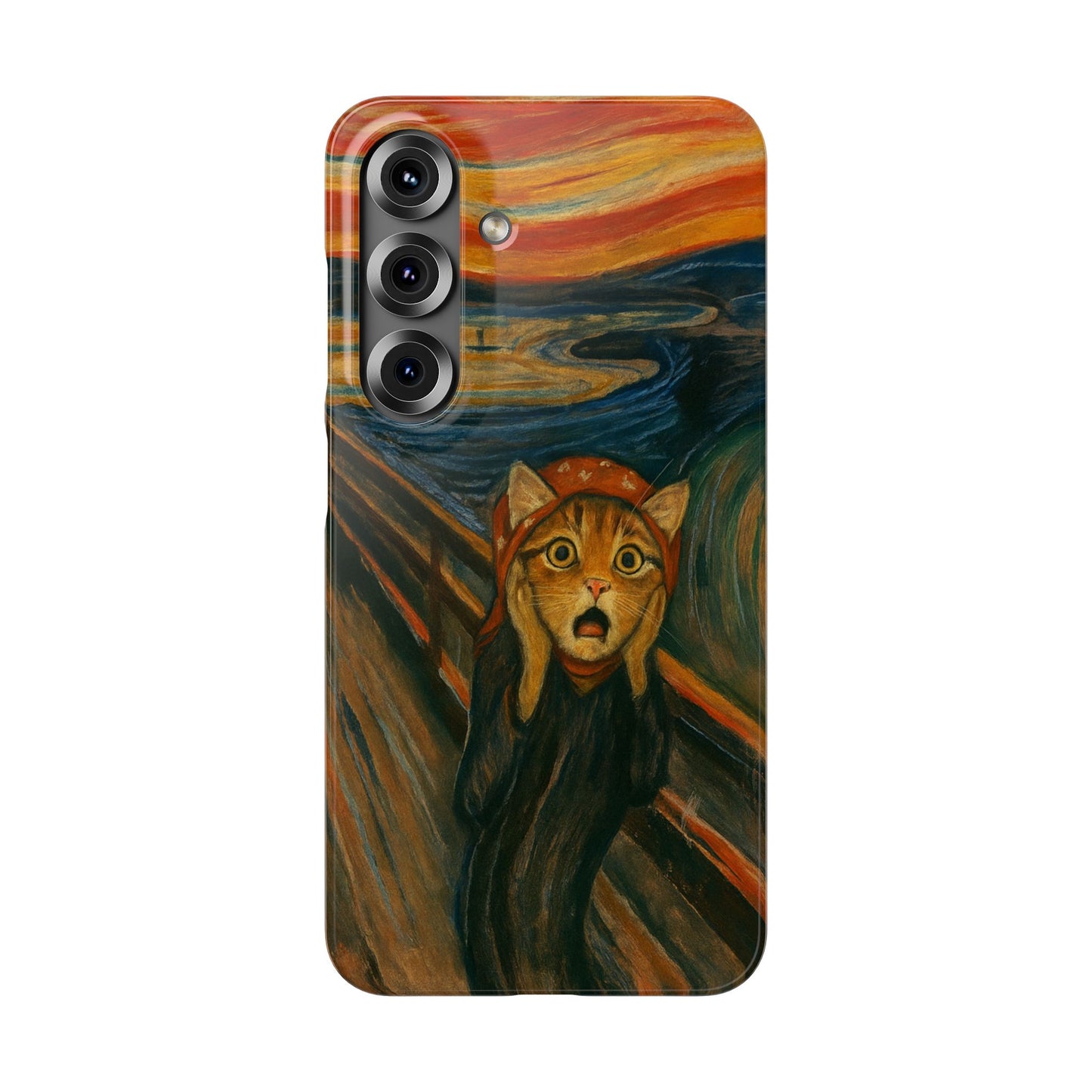 Babushka Cat x Edvard Munch The Scream Parody Art Snap Case
