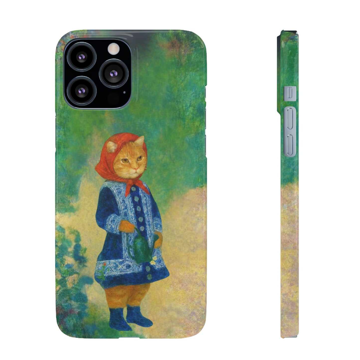 Babushka Cat With a Watering Can x Renoir Funny Art  Slim Phone Case