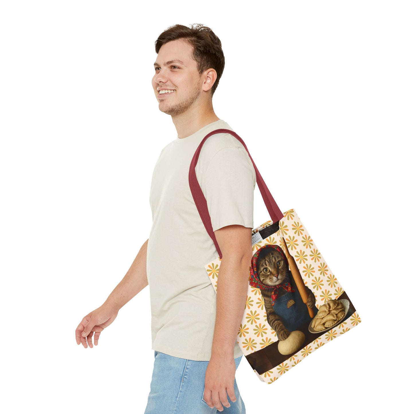 Babushka Cat ™ Adorable Polish Theme Tote Bag (AOP), Pierogi Gifts