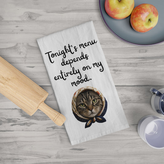 Babushka Tabby Cat Tea Towel