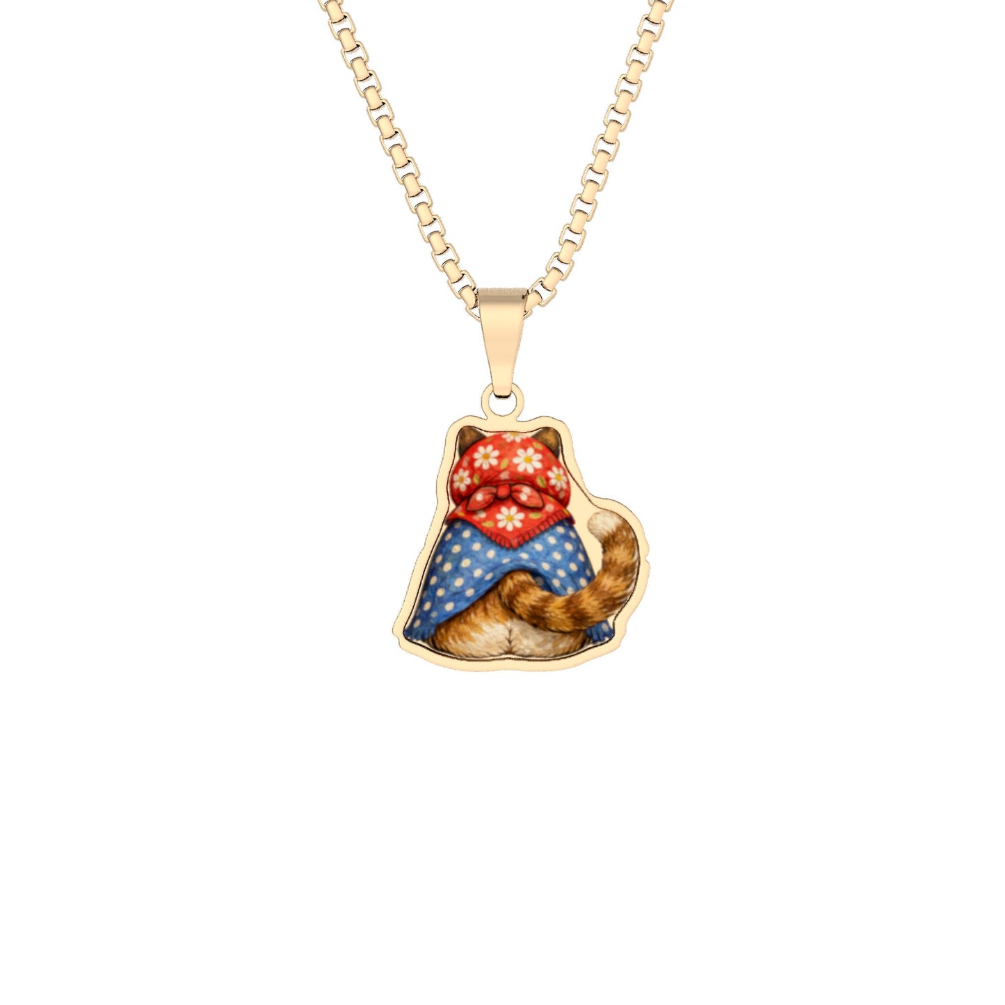 Babushka Cat Tabby Cat Photo Pendant-Sitting Pretty