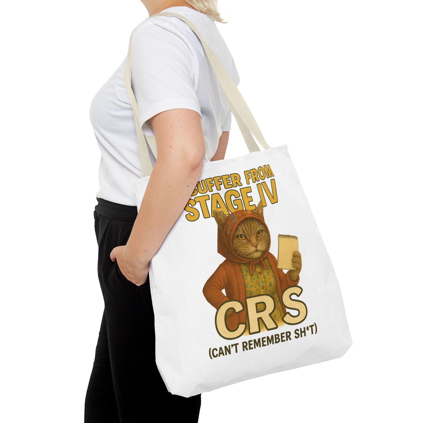 Babushka Cat Tote Bag, Aging Humor for Cat Lovers