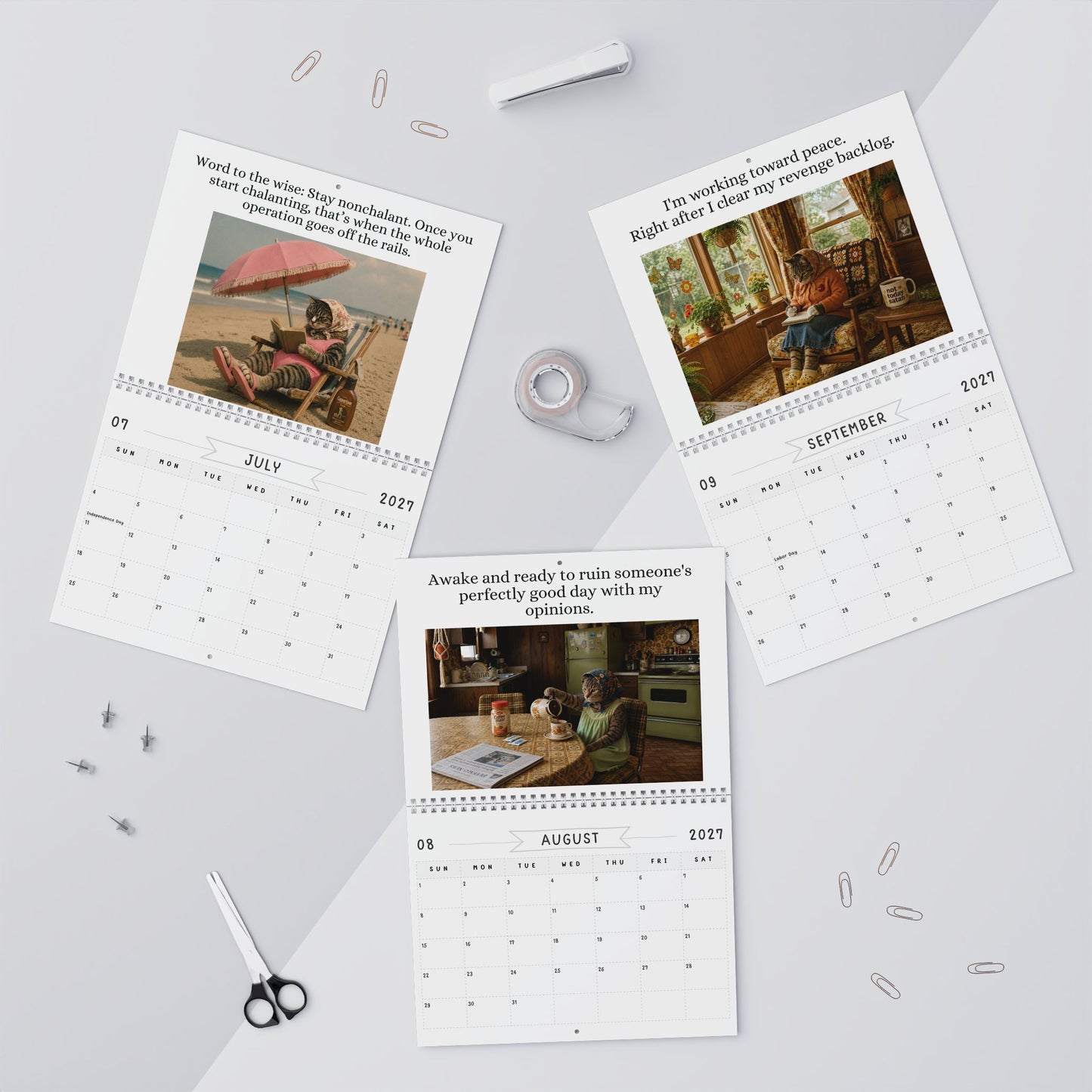 Babushka Cat 2027 Wall Calendar (2 Sizes)