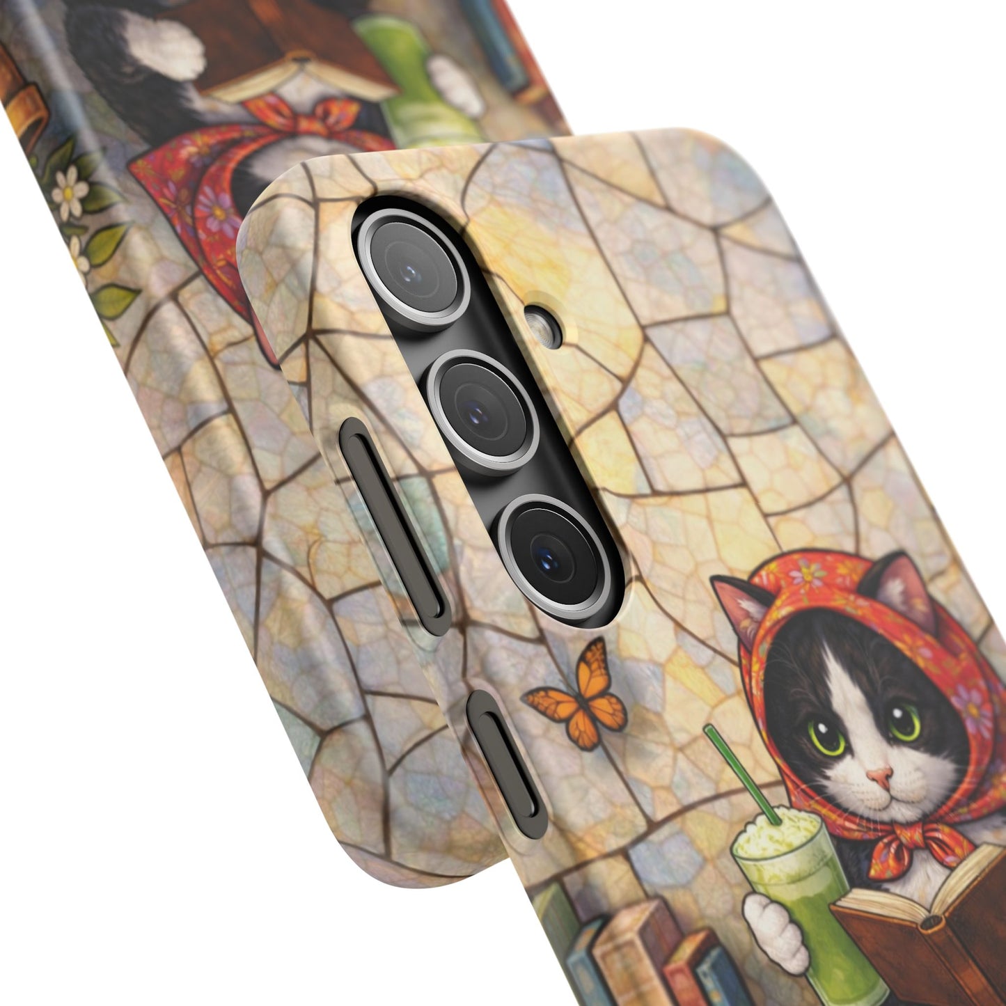 Babushka Cat Reads, Tuxedo Cat Literary Snap Phone Case
