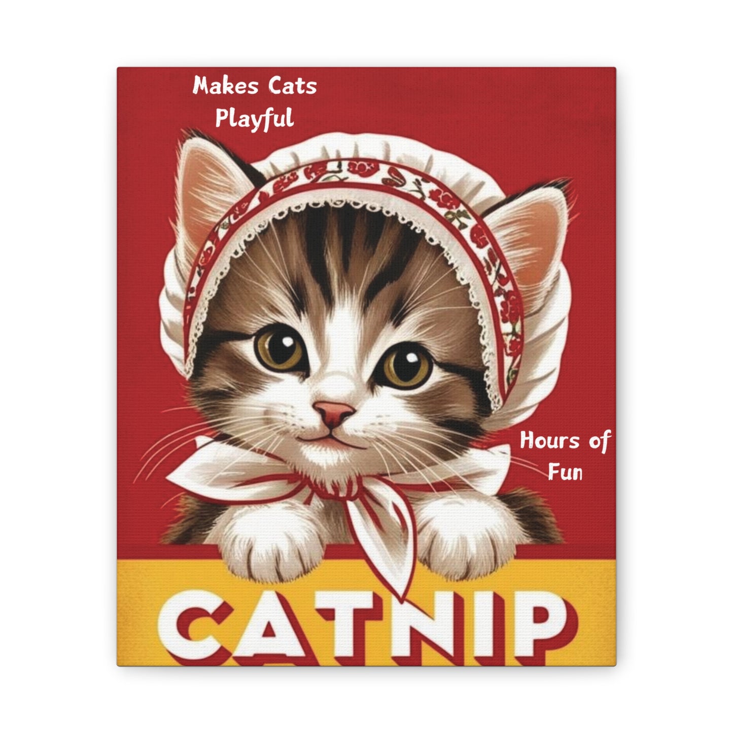 Vintage Style Babushka Kitten Catnip Ad Art