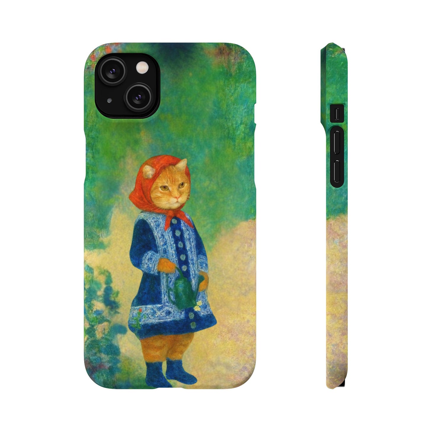 Babushka Cat With a Watering Can x Renoir Funny Art  Slim Phone Case
