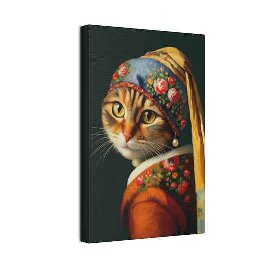 Polish Babushka Cat With a Pearl Earring