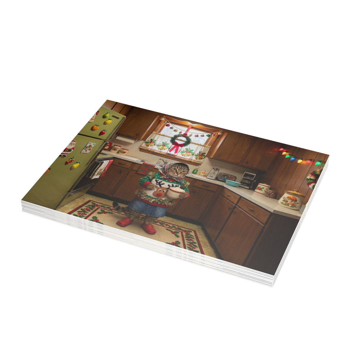 Babushka Cats Chistmas Greeting Cards-Set of 10