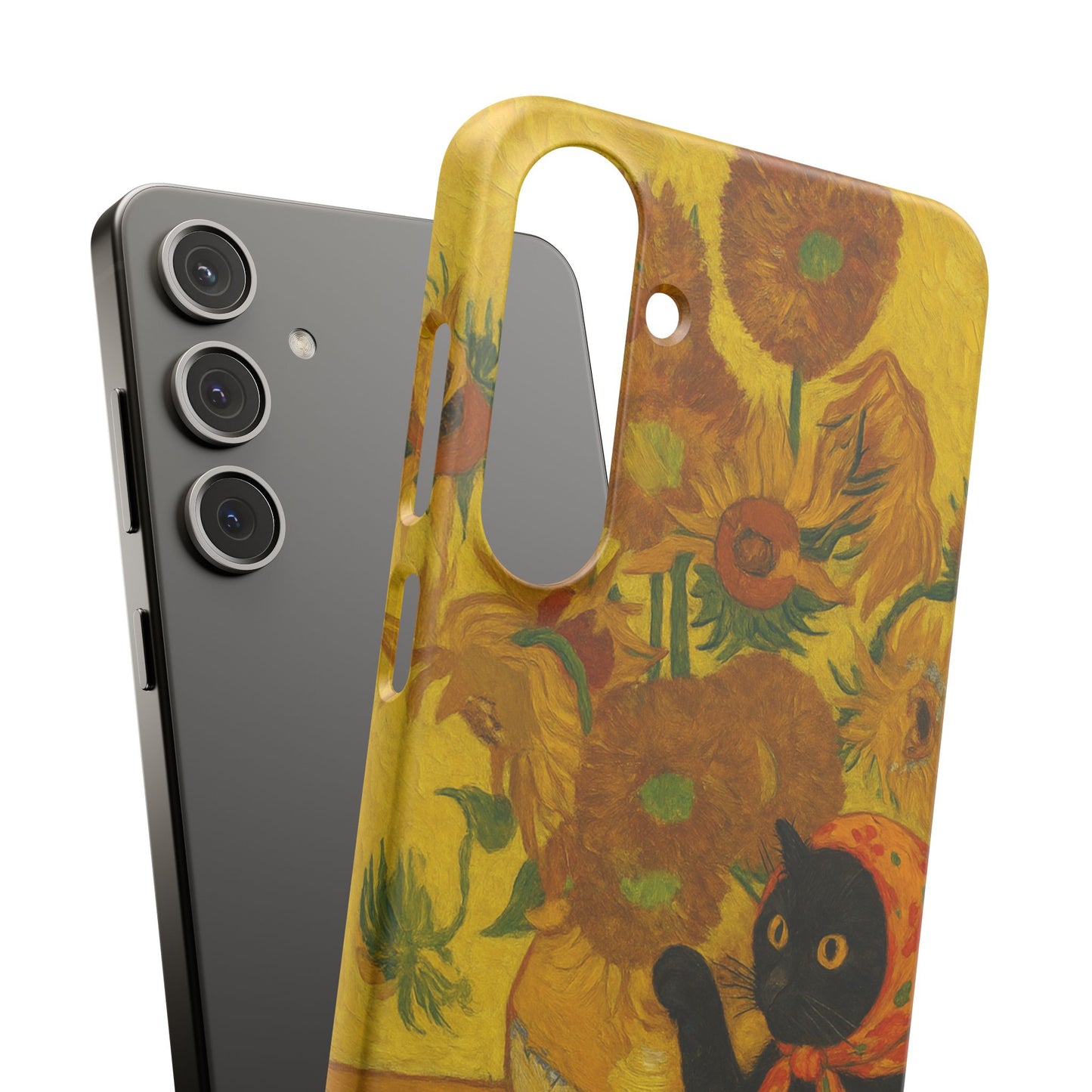 Babushka Cat Van Gogh Sunflowers Snap Phone Case