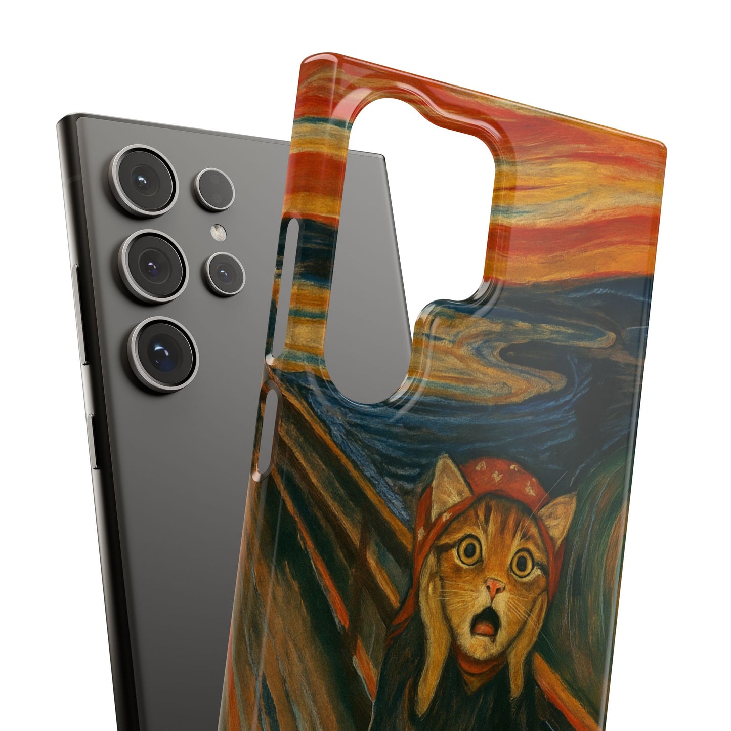 Babushka Cat x Edvard Munch The Scream Parody Art Snap Case