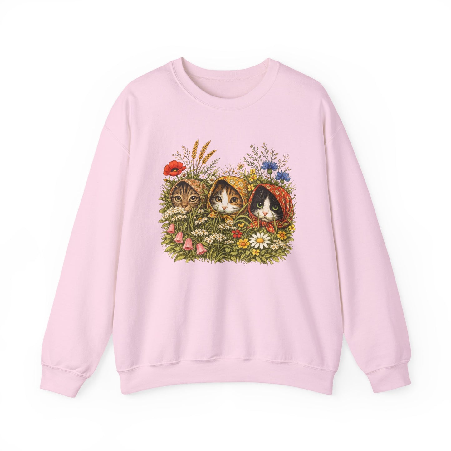 Babushka Cats Wildflower Unisex Heavy Blend™ Crewneck Sweatshirt