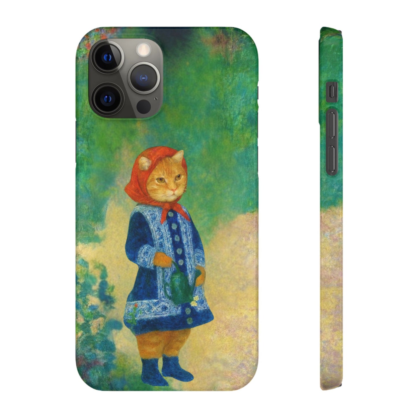 Babushka Cat With a Watering Can x Renoir Funny Art  Slim Phone Case