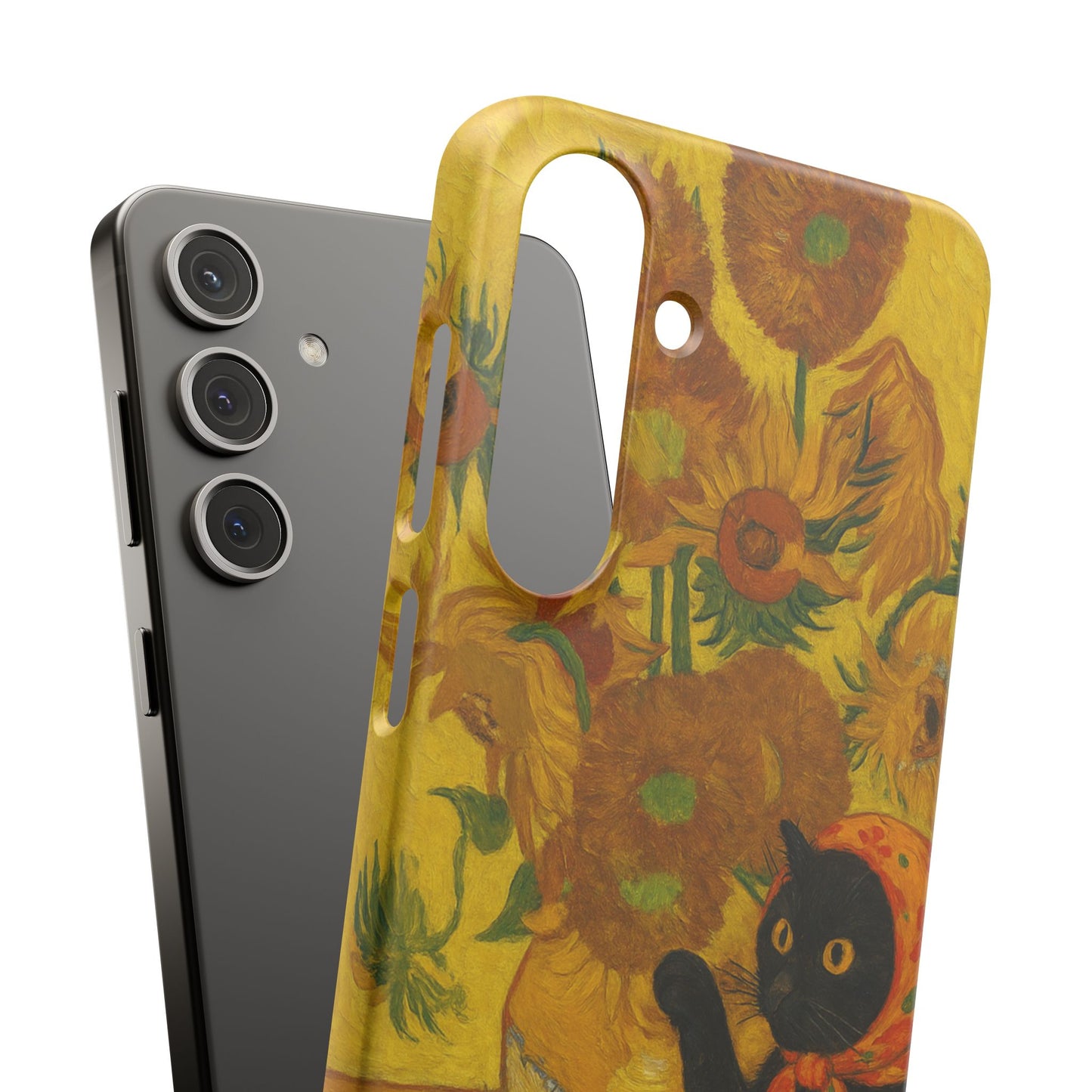 Babushka Cat Van Gogh Sunflowers Snap Phone Case