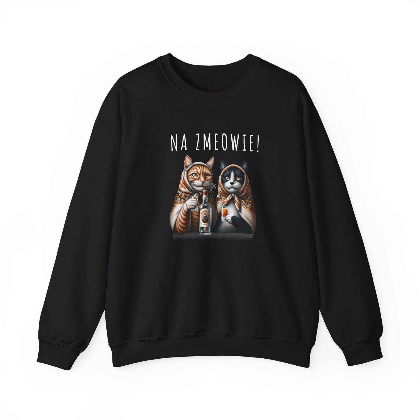 Babushka Cats, Na Zdrowie Na Zmeowie Unisex Heavy Blend™ Crewneck Sweatshirt