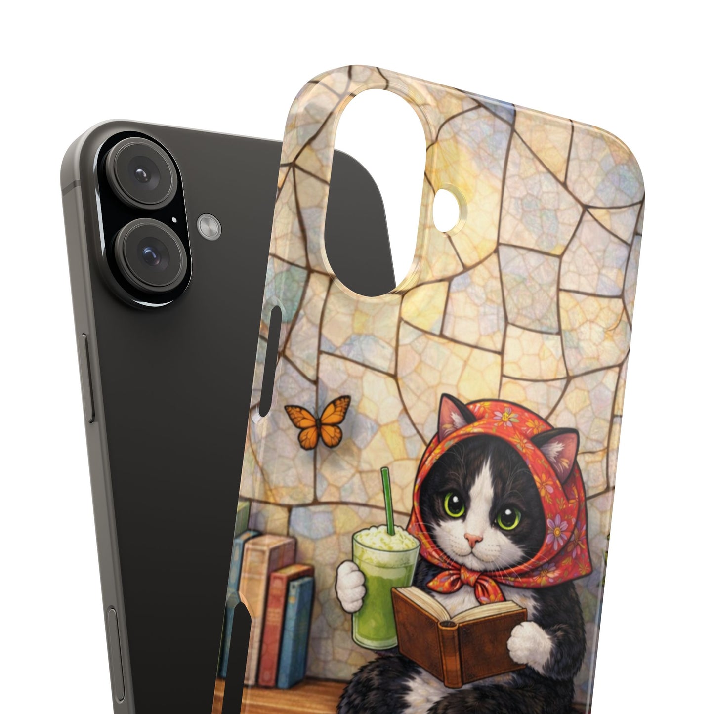 Babushka Cat Reads, Tuxedo Cat Literary Snap Phone Case