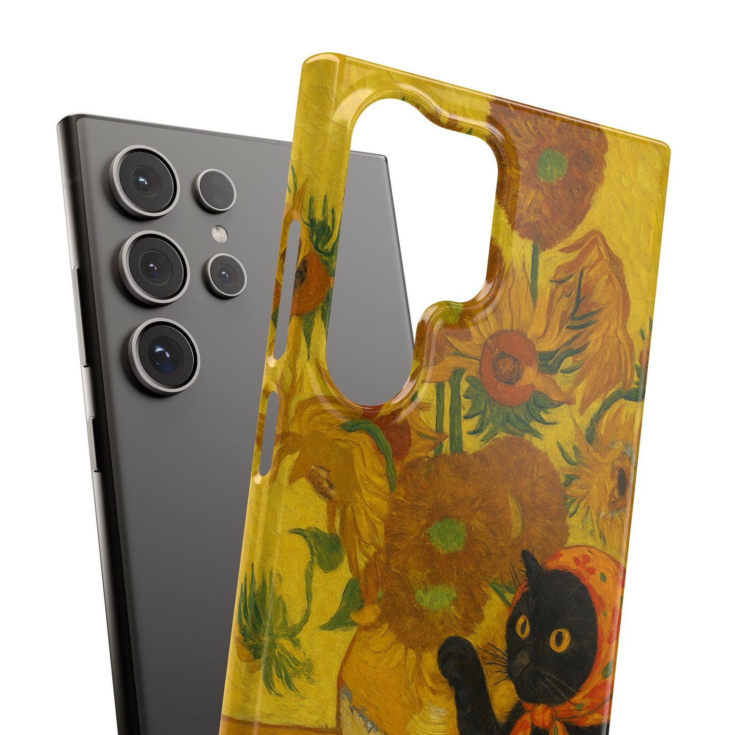 Babushka Cat Van Gogh Sunflowers Snap Phone Case