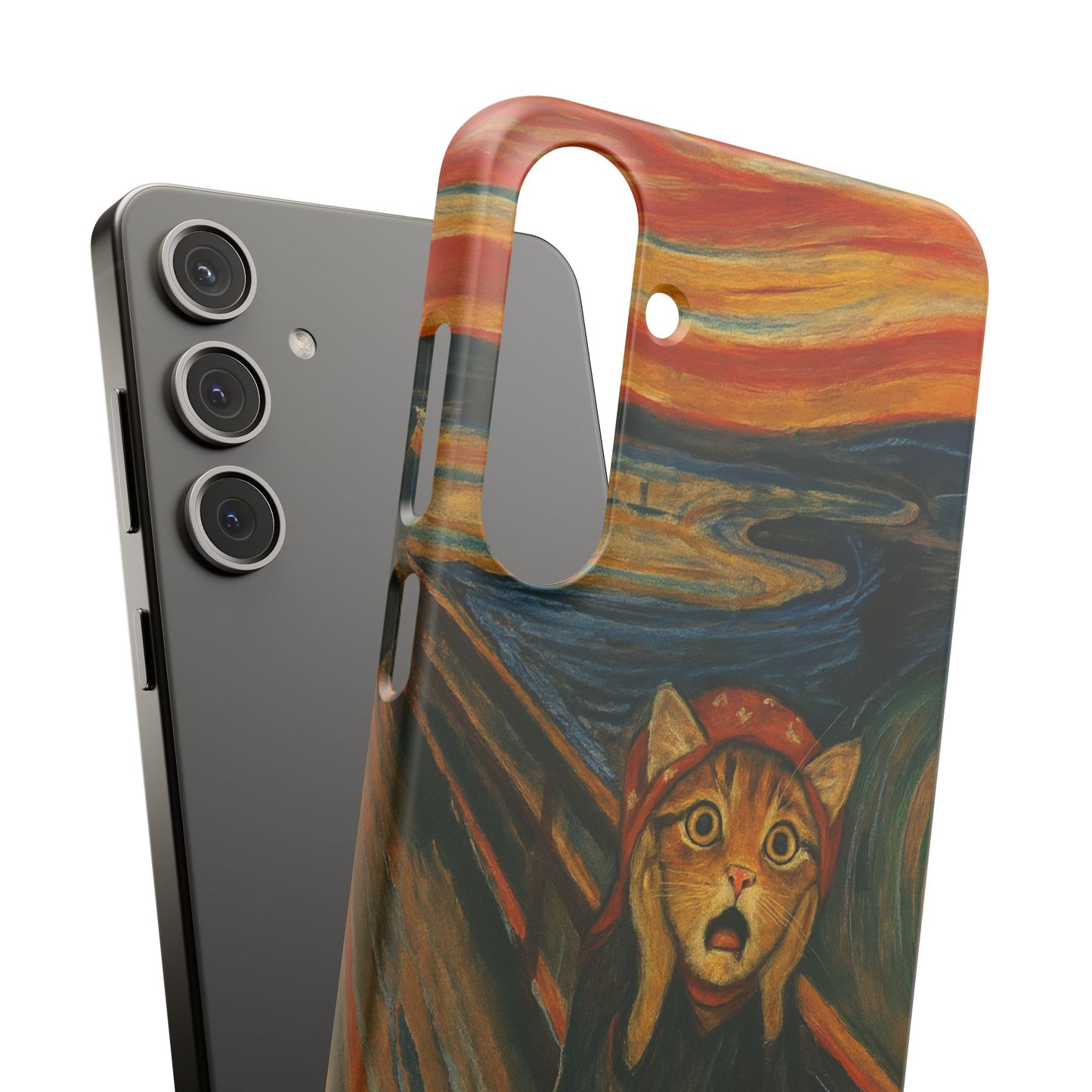 Babushka Cat x Edvard Munch The Scream Parody Art Snap Case