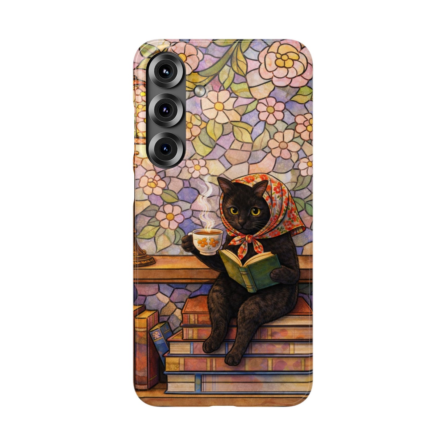 Babushka Cat Reads Artistic Literary Snap Phone Cases