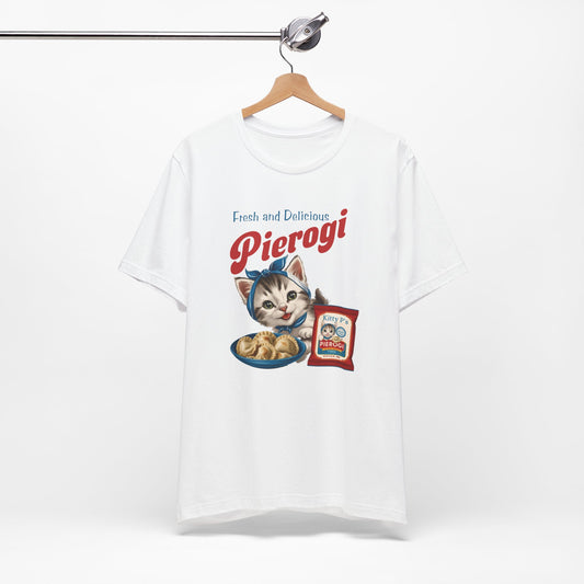 Babushka Cat, Vintage Kitten Piergoi Ad Unisex Jersey Short Sleeve Tee