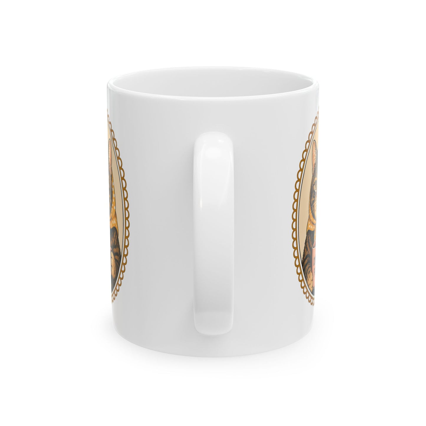 Babushka Cat Coffee First Cameo Mug 11 oz or 15 oz