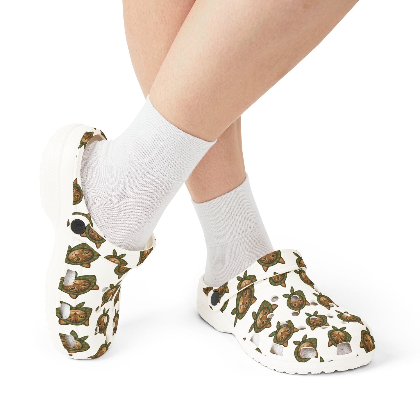Babushka Cat Floating Head Granny Gliders EVA Foam Rubber Shoes