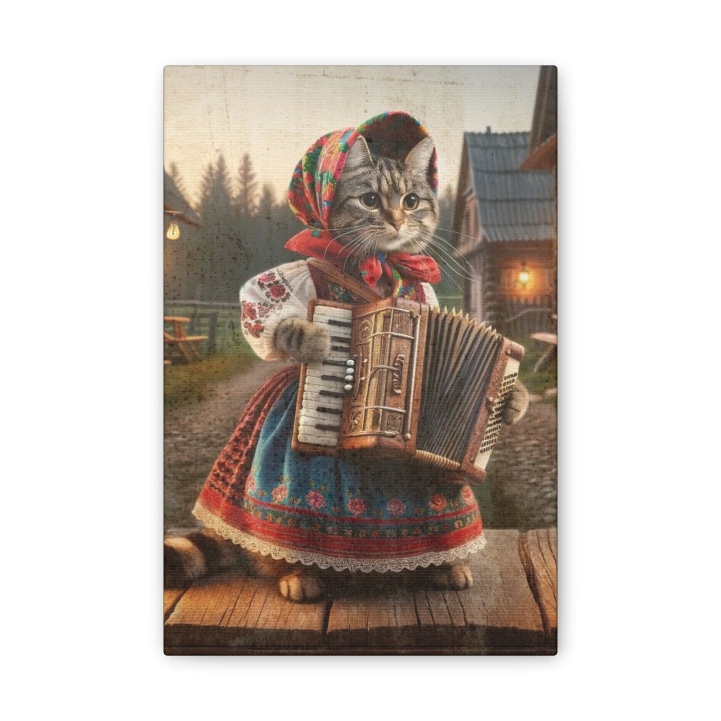 Babushka Cat Plays the Accordion