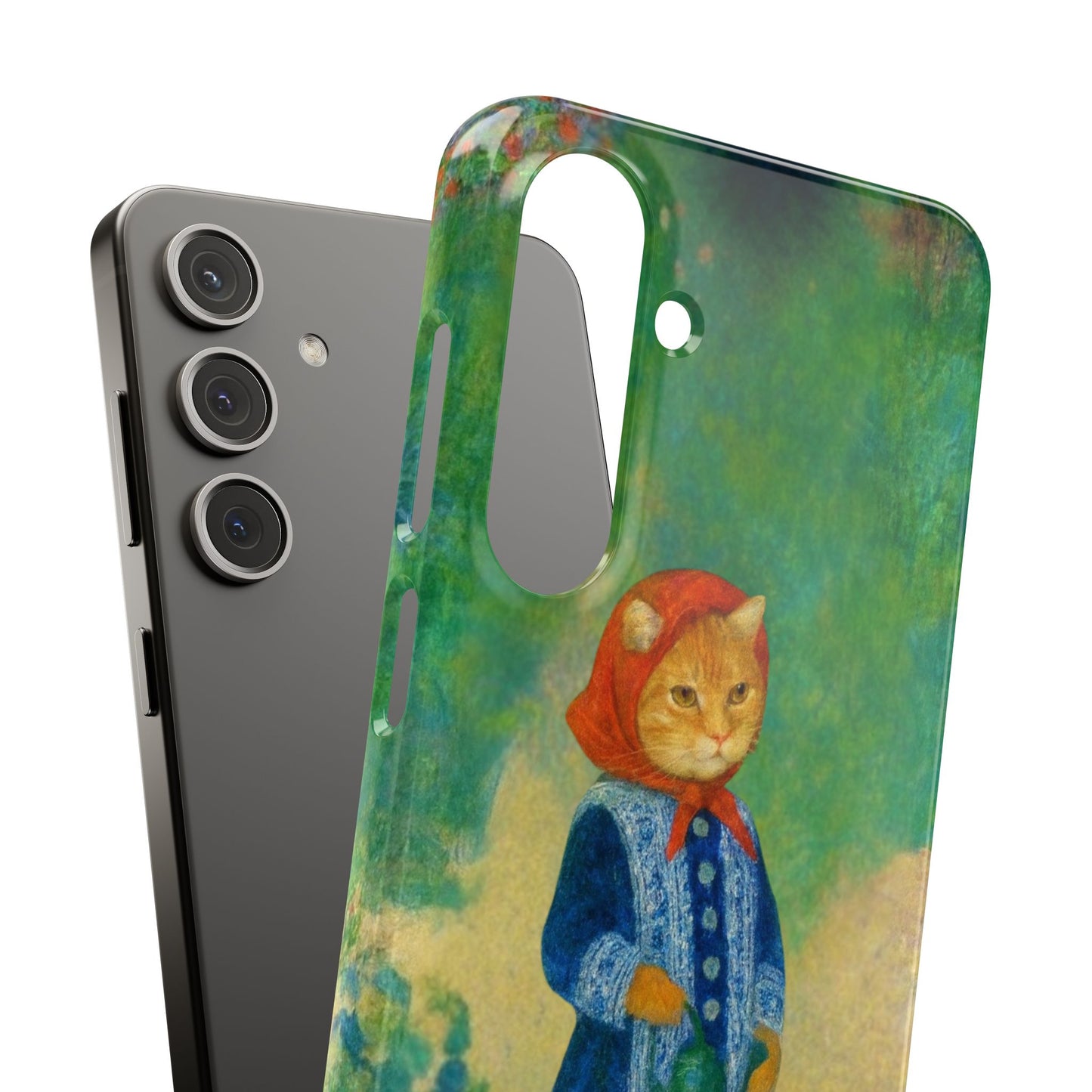 Babushka Cat With a Watering Can x Renoir Funny Art  Slim Phone Case
