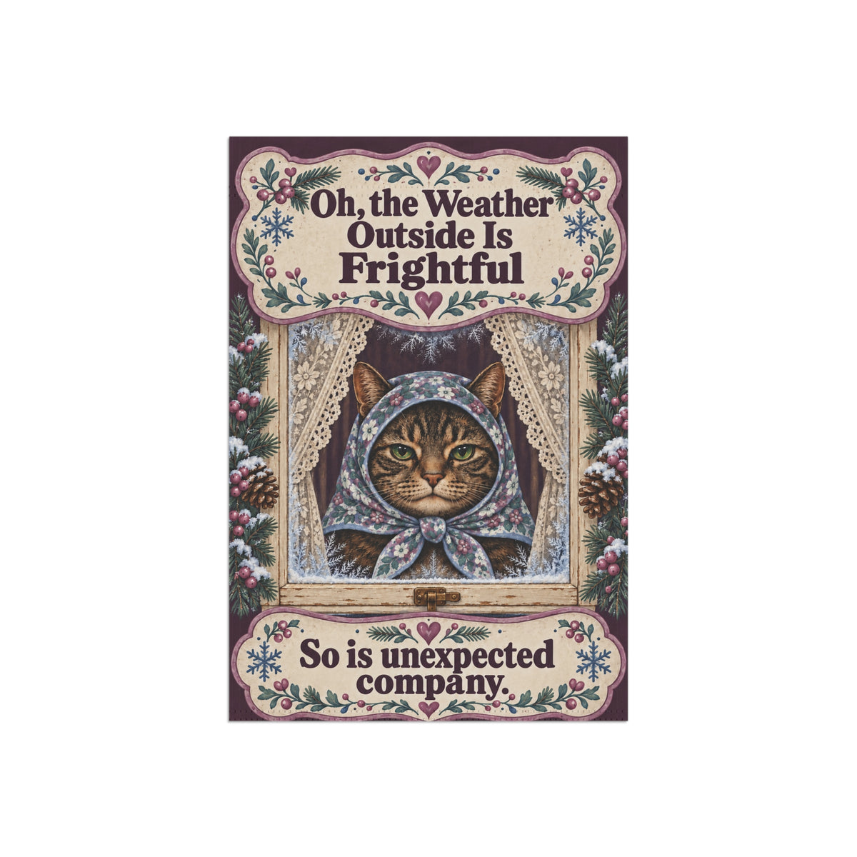 Babushka Cat Garden Flag Winter Humor (no pole)