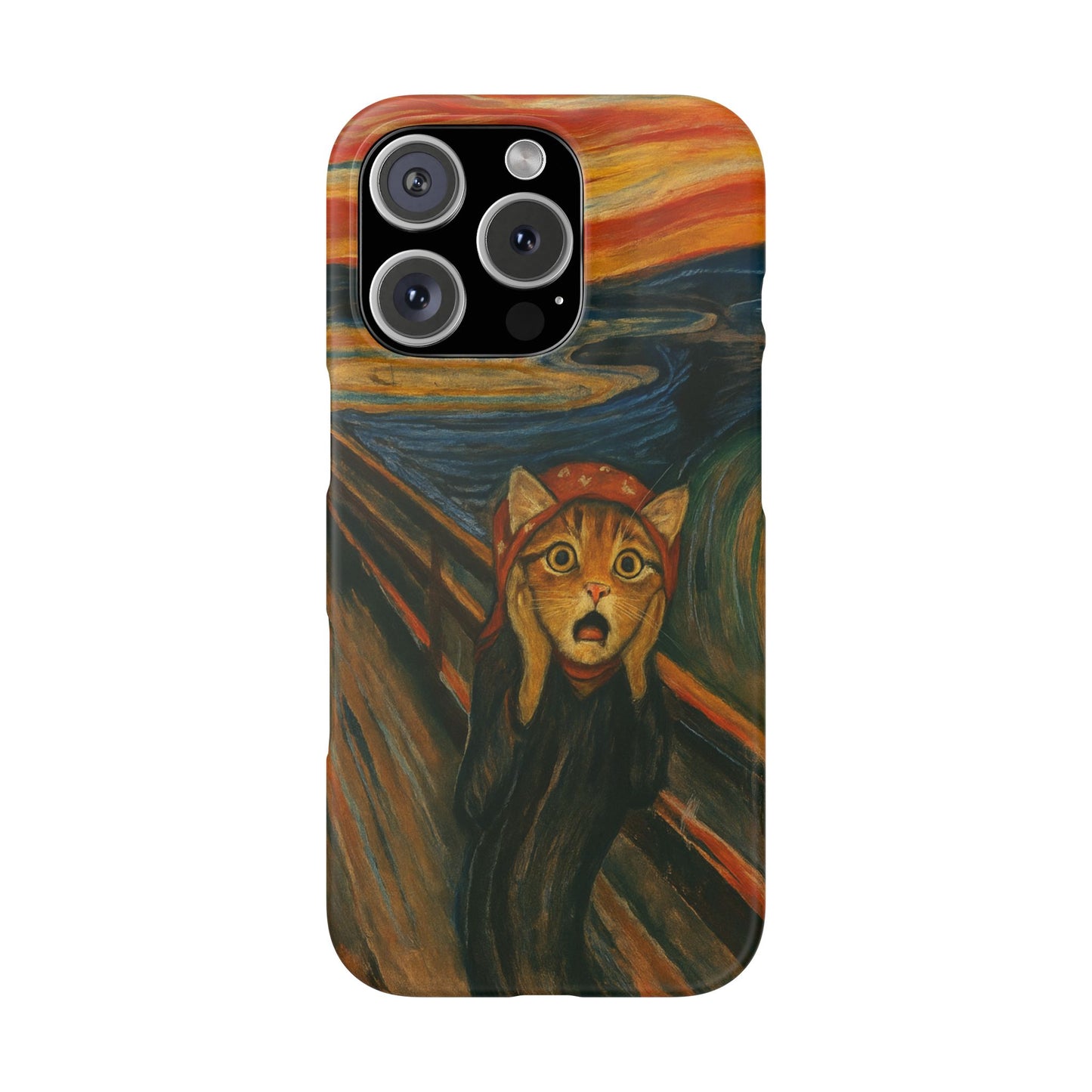 Babushka Cat x Edvard Munch The Scream Parody Art Snap Case