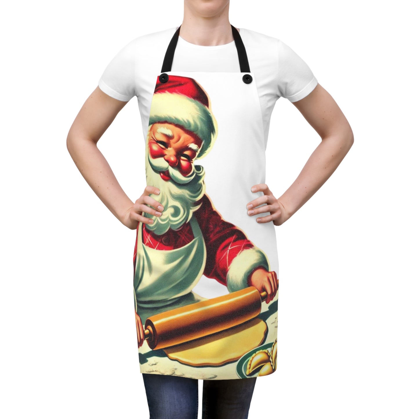 Kitschy Retro Santa Making Pierogi Apron (AOP)