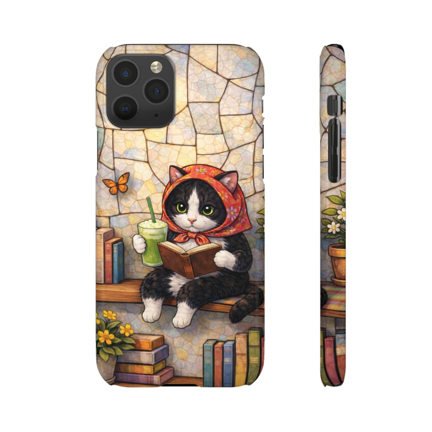 Babushka Cat Reads, Tuxedo Cat Literary Snap Phone Case
