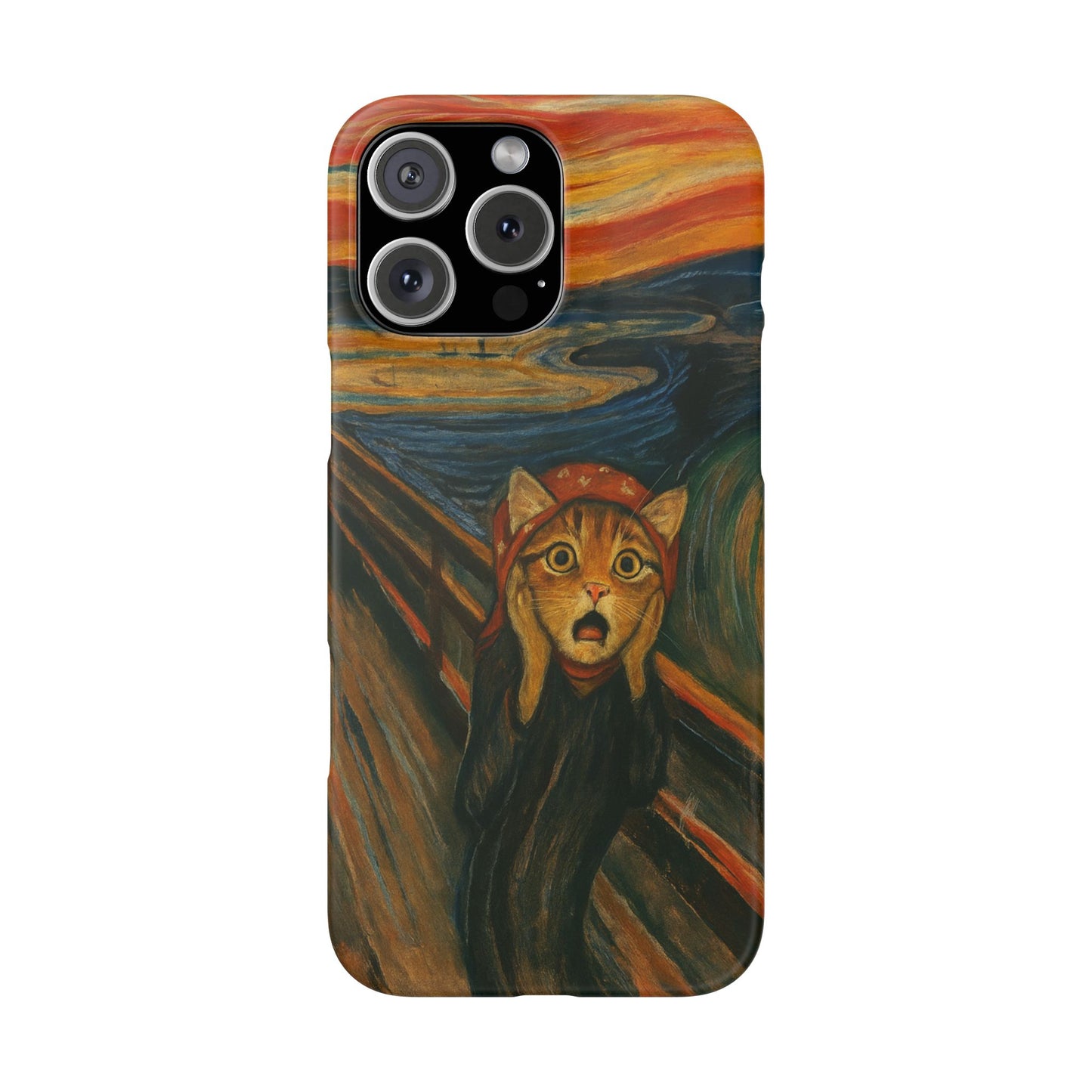 Babushka Cat x Edvard Munch The Scream Parody Art Snap Case