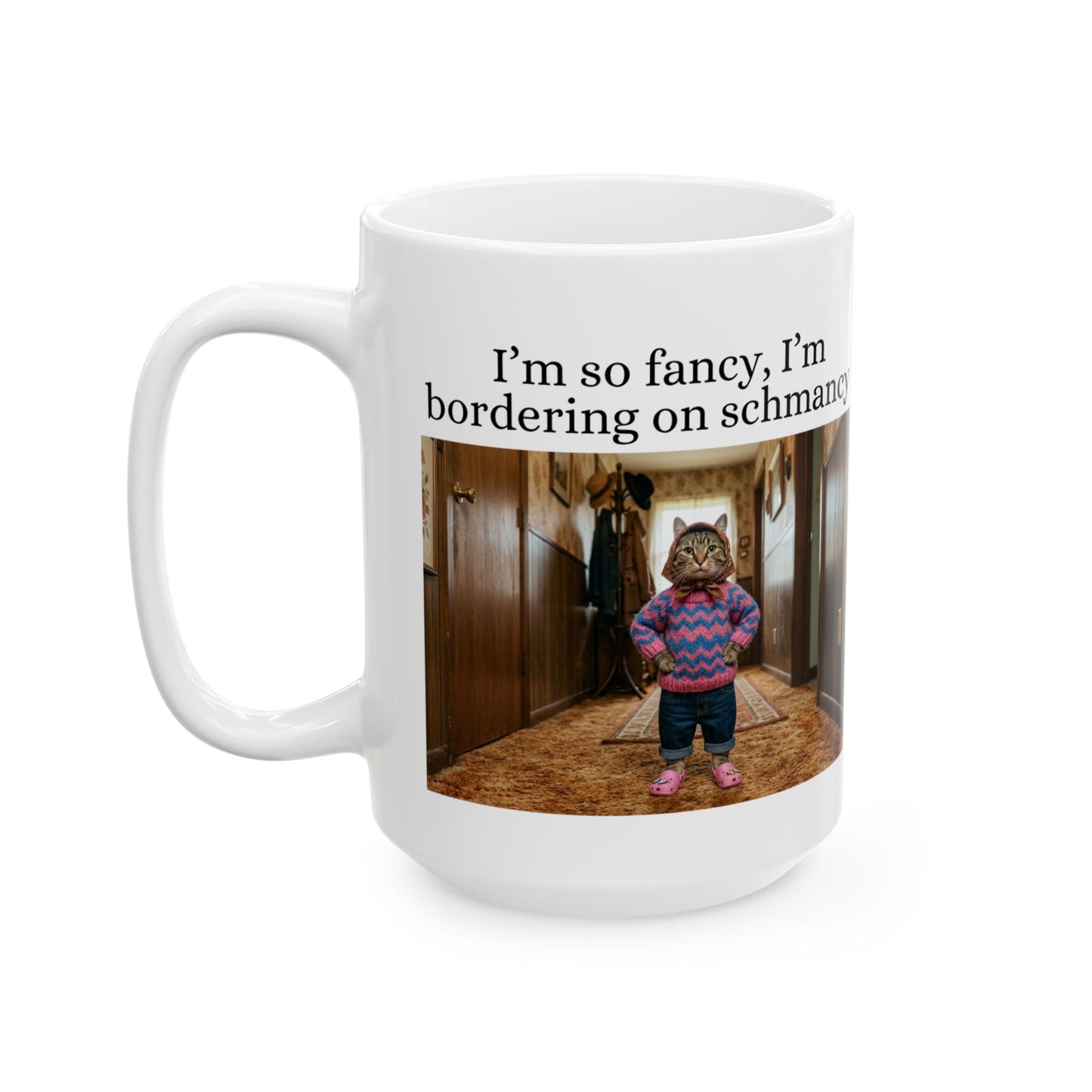 Babushka Cat Fancy Schmancy Ceramic Mug, (11oz, 15oz)