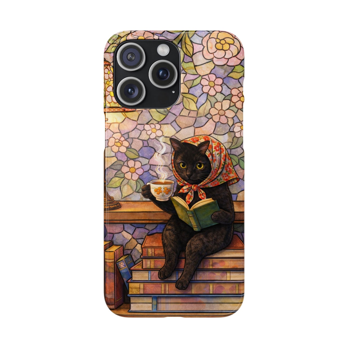 Babushka Cat Reads Artistic Literary Snap Phone Cases