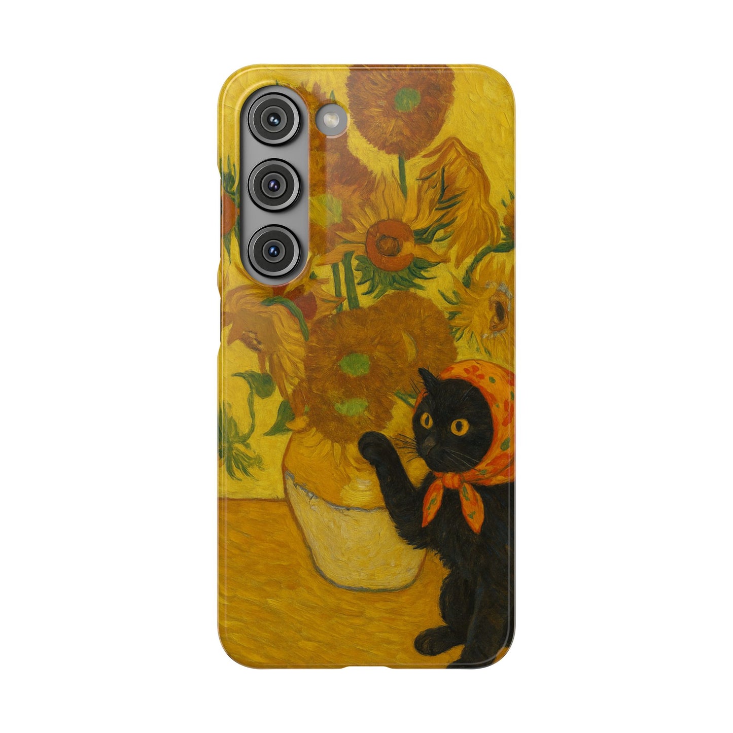 Babushka Cat Van Gogh Sunflowers Snap Phone Case