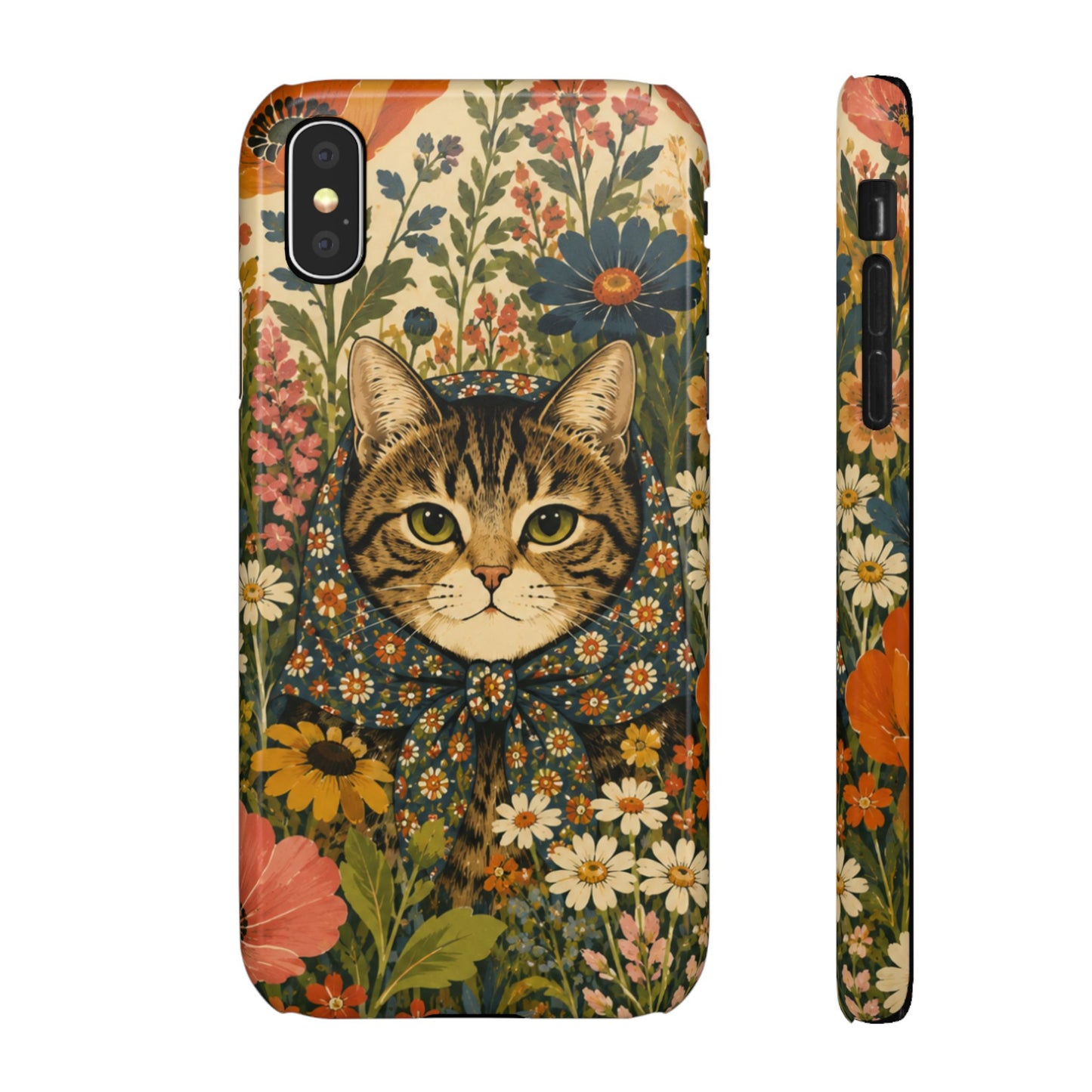 Babushka Cat Peeky Gardens Snap Phone Case