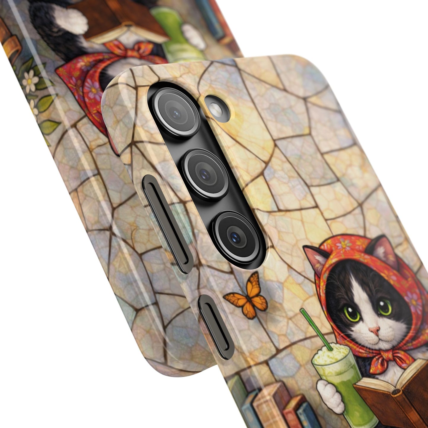 Babushka Cat Reads, Tuxedo Cat Literary Snap Phone Case