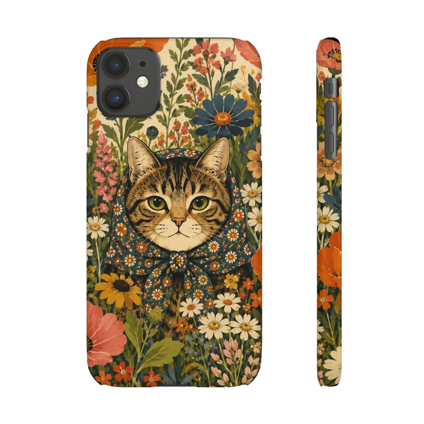 Babushka Cat Peeky Gardens Snap Phone Case