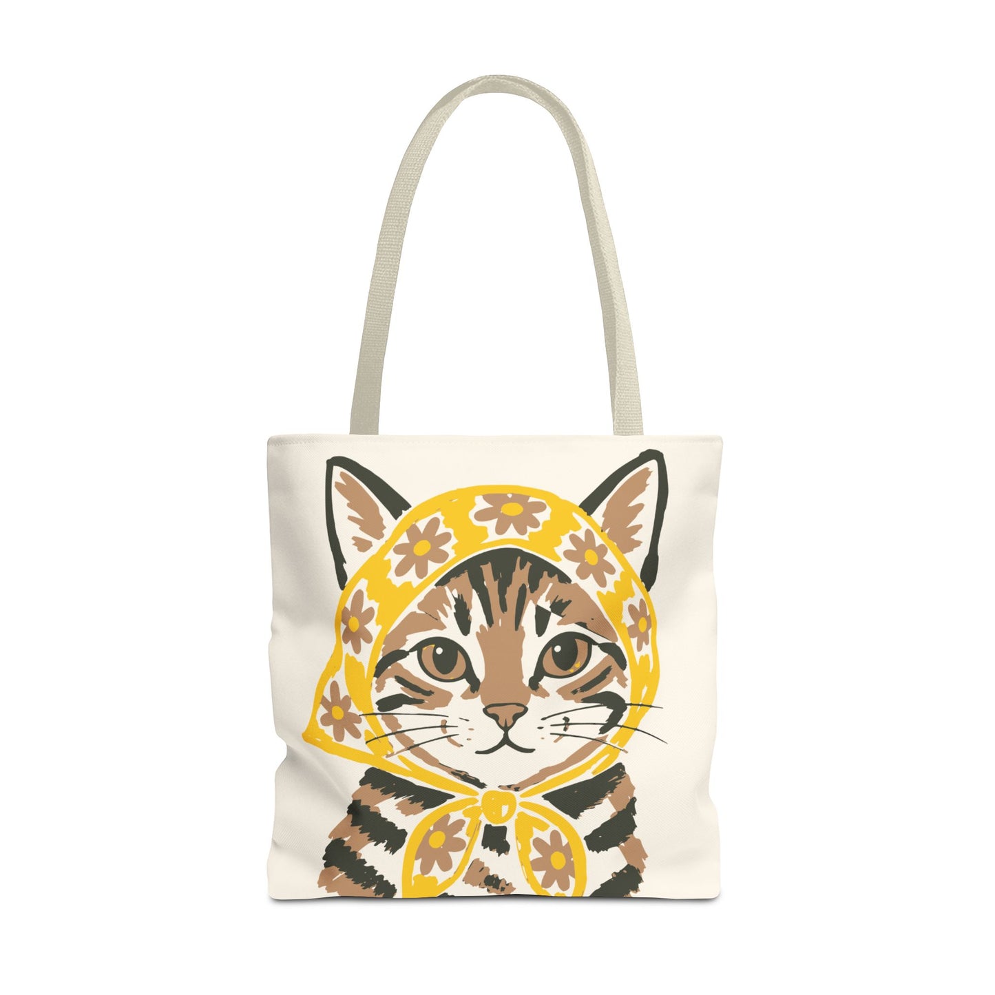 Babushka Cat, Tabby Cat Tote Bag (AOP)