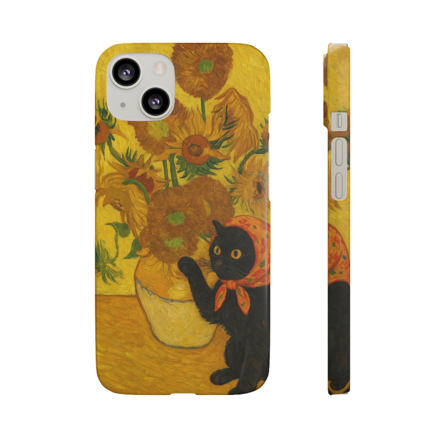 Babushka Cat Van Gogh Sunflowers Snap Phone Case