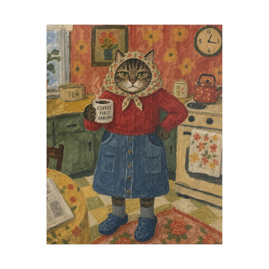 Babushka Cat Kitchen Coffee Kitschy Sweet Puzzle (520 Piece)