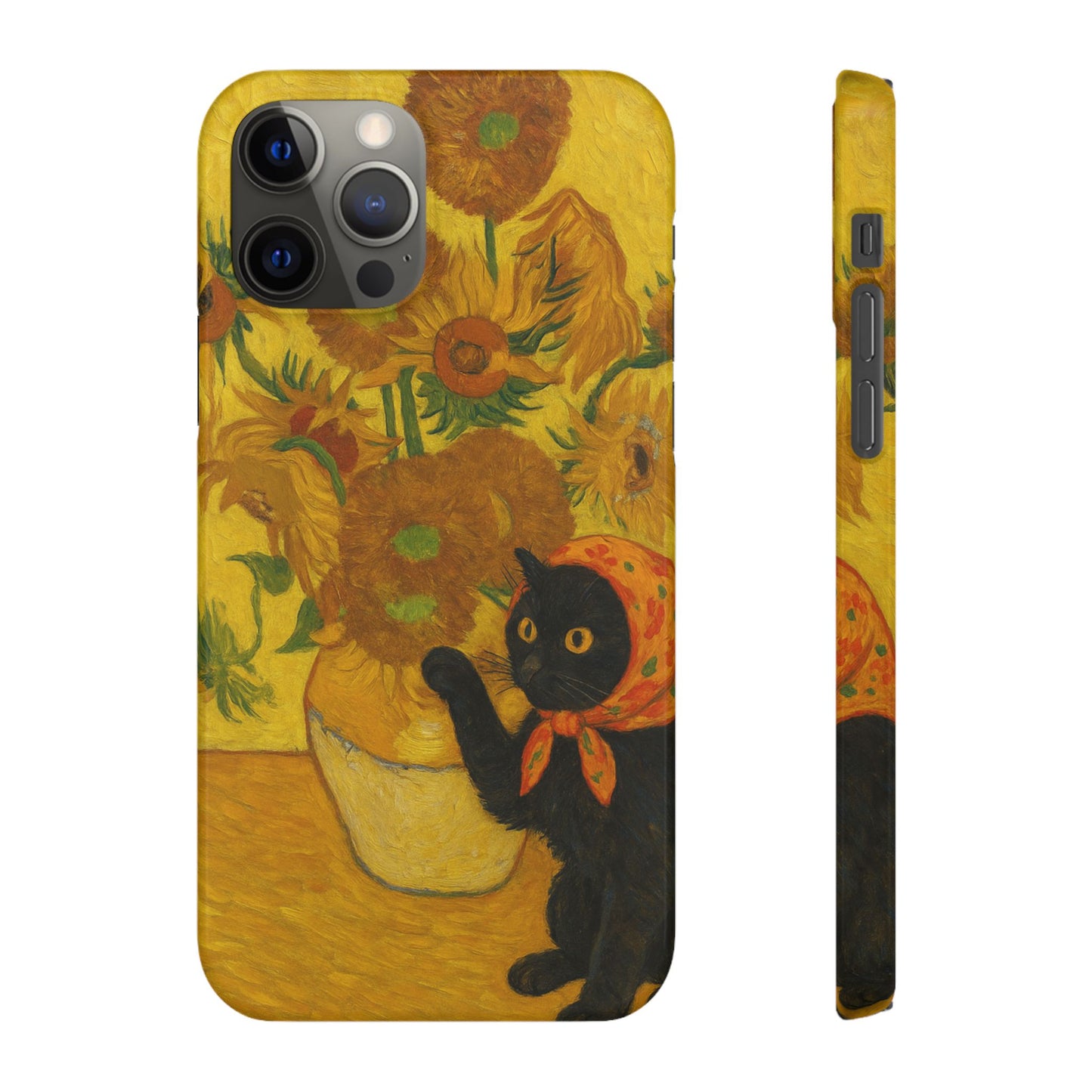 Babushka Cat Van Gogh Sunflowers Snap Phone Case
