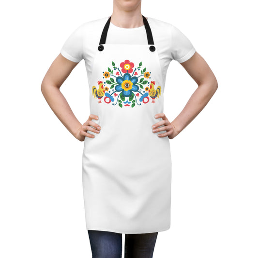 Floral Rooster Apron-Wycinanki Polish Folk ARt