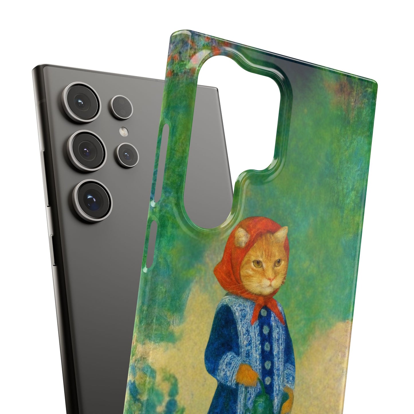 Babushka Cat With a Watering Can x Renoir Funny Art  Slim Phone Case